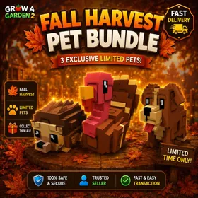 2X BIG DOG + 2X BIG HEDGEHOG + 2X BIG TURKEY - Grow a Garden 2 - Fast Delivery