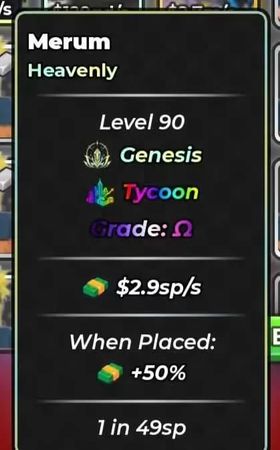 Money Maker | 1sp/s unit | Traits Genesis | Upgrade Ω | Anime Dice