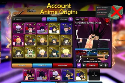[Account🍊] Lv.23 | 2 Immortal | 1 Evolved | Konpatchi (Unleashed) ,Mello | Anime Origins | Anime Origin
