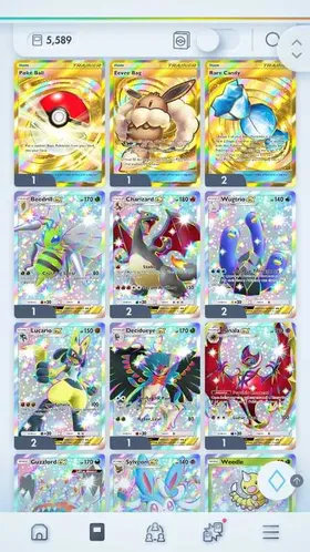 2x Golden Crown Rare Candy | 1x Golden Crown PokeBall | Golden Crown EeveeBag | 5500+ English Cards[ANDROID/IOS #NWM049