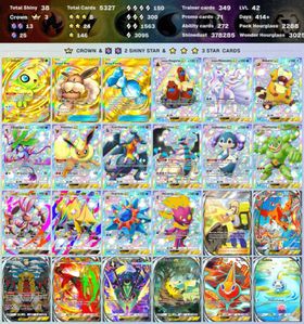 5664 ENG cards ✨Pack Hourglass 2501 ✨6 Crown (Protective Poncho, Celebi, Koraidon ex, Eevee Bag, Koraidon ex) ✨Total Shiny 39 ✨3*(AR+) 9
