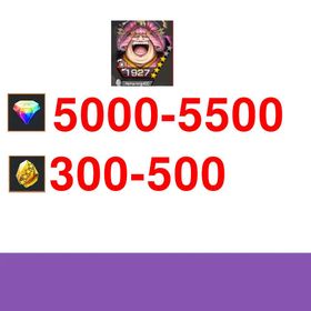 Global|IOS/Only|5000-5500RD|300-500GF|4★ Onigashima Big Mom+random hero|100% Safe Account|