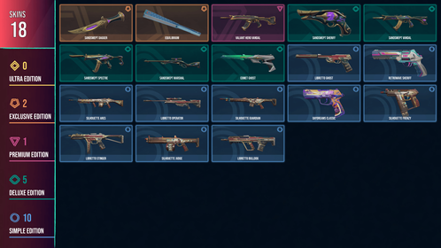 🥑 NA 🥑 2 KNIFE 🥑 18 SKINS 🥑 VALUE: 5200 VP 🥑 Sandswept Dagger 🥑 Equilibrium 🥑 Valiant Hero Vandal 🥑 Comet Ghost 🥑 Sandswept Sheriff 🥑 Sandswept Vandal 🥑 Sandswept Spectre 🥑 Sandswept Marshal 🥑 Daydreams Classic 🥑 Libretto Ghost 🥑 Retrowave Sheriff 🥑 Libretto Operator 🥑 Silhouette Guardian 🥑 Silhouette Frenzy 🥑 Silhouette Judge 🥑 Libretto Stinger 🥑 RANKED READY 🥑 85 LEVEL 🥑 INSTANT DELIVERY 🥑 FULL ACCESS 🥑 F10Vk 🥑