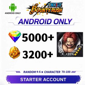 Global[ANDROID/Only][5000-5500 RD][3200-3400 GF] [4★Divine Departure Shanks]+70+Random 4-6 Star Character[Beginner Account][Fast delivery]|ONE PIECE Bounty Rush