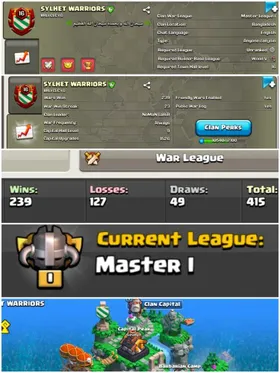➤CLAN LEVEL 16 ➤23 STREAK ✓ MASTER LEAGUE 1➤NAME: SYLHET WARRIOS➤ RARE ENGLISH NAME ➤ CLAN CAPITAL 9 || WIN- 239 | LOSS- 127 ➤LOW PRICE