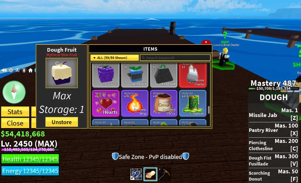 Blox Fruits Max Level Account (2450) Full Awakened Dough 54M