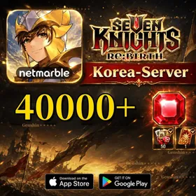 Korea server|40000+ Rubies + 240+ Standard Character Tickets + 20 Limited Character Tickets + 4–10 Legendary Characters|50 Selectable Limited Heroes + Selectable Teo|Seven Knights Re:birth