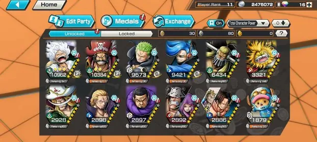 R101✨2EX 1MAX✨NIKA MAX✨D.ROGER LV.97✨GOOD MEDALS✨MANY CHARACTER✨ANDROID/IOS
