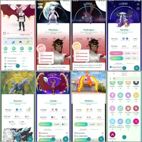 LVL 45👑Hundo BG Mewtwo👑4 Shiny Legend (Kyurem/Lunala/Moltres)👑Shiny Shadow Giratina🧬Mega Mewtwo Y💯4 Hundo✨15 Shiny✨46 Legendary