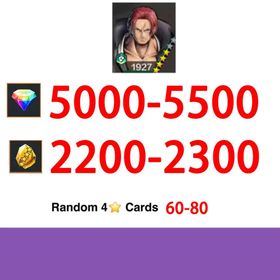 Global|IOS/Only|5000-5500RD|2200-2300GF| FILM RED Shanks +60-80Random 4-Star Characters|100% Safe Account