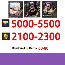 Global|Android/Only|5000-5500RD|2100-2300GF+Badge Bins Monkey D. Luffy+The Four Emperors Marshall D. Teach+Zephyr+60-80random 4-star characters100% Safe Account|