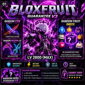 Blox Fruits | 2800 (MAX) | UNVERIFIED ACCOUNT | INSTANT DELIVERY