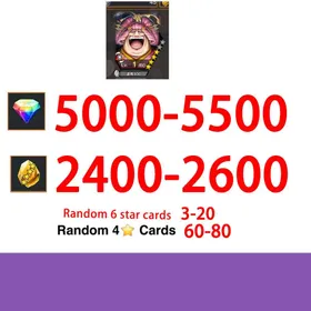 Global|IOS/Only|5000-5500RD|2400-2600GF|4★ Onigashima Big Mom+random hero|100% Safe Account