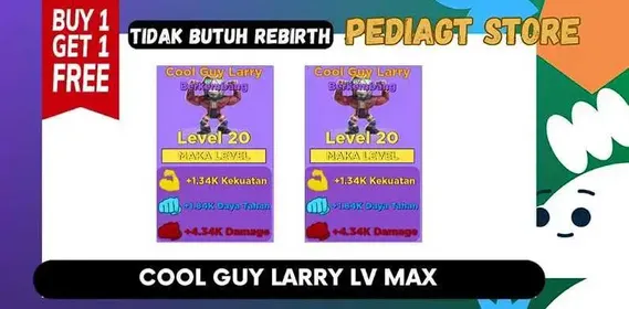 1X Pet Cool Guy Larry Lvl Max Evolved | Muscle Legends