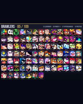 🏆 26.5K Trophies • 🎮 85/109 Brawlers • 🎨 181 Skins • ⭐ 13 Legendary • ⚡ 37 Hypercharged • 💪 28 Maxed P11 • 👑 15 Prestige • 💎 3 Legendary / 3 Mythic / 2 Hypercharge Skins • 🔥 Outlaw Colt, Archvillain Bea, Bandita Shelly, Constructor Jacky m9651489628