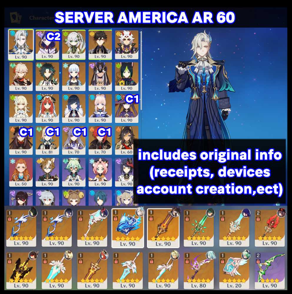 ⭐️SERVER AMERICA (NOT ASIA) AR 60 ⭐️ Raiden Shogun C2 + Hu Tao C1 ...