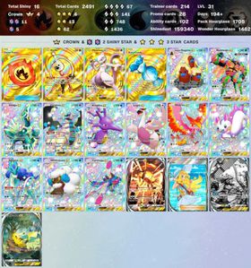 3639 ENG cards ✨Pack Hourglass 2703 ✨6 Crown (Koraidon ex, Flame Patch, Rare Candy, Protective Poncho, Klefki) ✨Total Shiny 26 ✨3*(AR+) 5