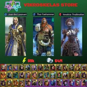 Starter with Mythical - Joan : 99k energy / 64 mln coins / Thor, Venalicia, Drexthar, Arix, Ninja + 22 Login Legendaries / Seer