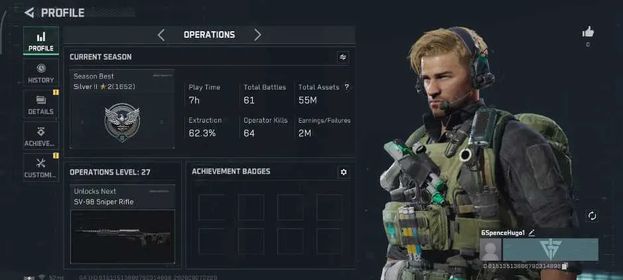 ASIA |Garena Version|OL 27|Total Assets 55M (Alloy 36M)|7 Operators|1 Rare,13 Common Weapon Skin|Stash lvl 2|HQ lvl 2|(DFC708)