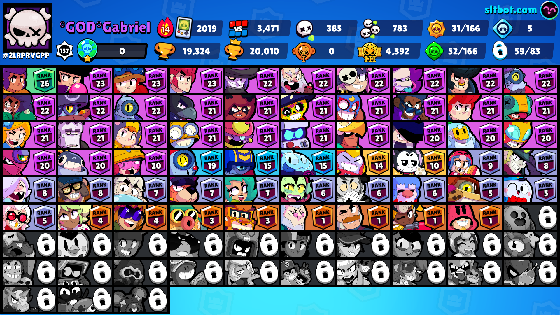 Lvl 137 + 59 Brawler (4 legend) CROW + LEON + SURGE + KIT 4039 Coins