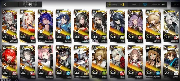 ARKNIGHTS GLOBAL EARLYMID 18*6 , 3 LIMITED WISADEL,EXUSIAI ALTER,NIAN , INES,LEMUEN,TYPHON,CHEN DAWNSTREAK,EYJA,QIUBAI,DOROTHY,SARIA,ROSA,LUMEN,SIEGE,SHINING