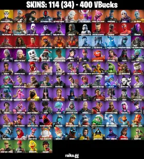 [PC/XBOX] 114 skins | Spider-Man | Carnage | Naruto Uzumaki | Marshmello | Santa Dogg | Juice WRLD | Dark Jonesy | Dark Wild Card | Icebound Midas | The Origin | Omegarok | The Foundation | T-60 power #335
