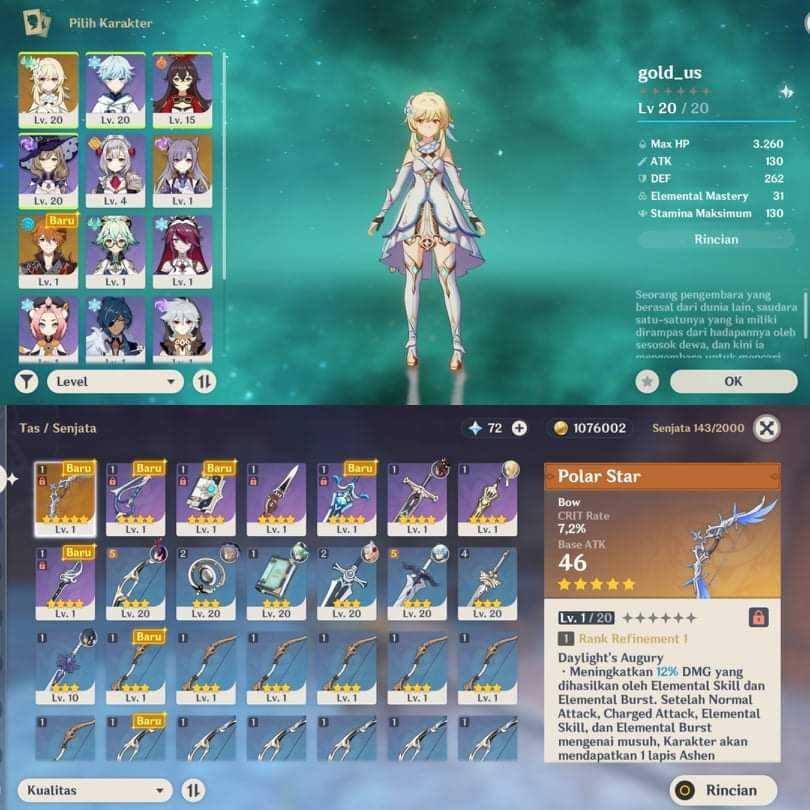 Ar 10 Asia BD Unset Childe + Polar, Keqing