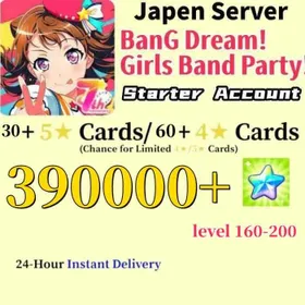 [JaPen] [Fast delivery]390000+Star Stones+[30-40 five-star heroes]+60-80 random four-stars, account level 160-200+unused songs. Android/iOS universal  Band Party Bandori Starter Reroll Account BanG Dream! Girls Band Party!