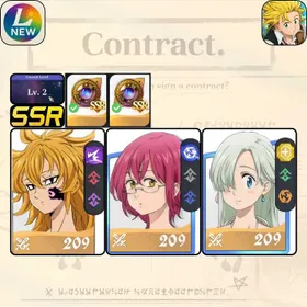 Lv2[EU] Europe | Derieri + Gowther + Elizabeth | Gowther + Derieri + Elizabeth |Regular SSR Hero Selection Ticket x2 |Starter account