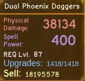 Phoenix Daggers MAX - Legendary - Dungeon Quest Reborn