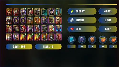 ⚡ Cinda Forgeheart + Gizmak the Terrible + Scyl of the Drakes | 11 Legendary • 52 Champs • 💎 5087 Gems