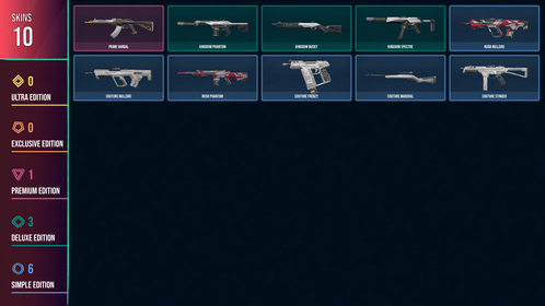🥑 AP 🥑 10 SKINS 🥑 VALUE: 3525 VP 🥑 Prime Vandal 🥑 Kingdom Spectre 🥑 Kingdom Bucky 🥑 Kingdom Phantom 🥑 Couture Bulldog 🥑 Couture Stinger 🥑 Couture Frenzy 🥑 Rush Bulldog 🥑 Rush Phantom 🥑 Couture Marshal 🥑 RANKED READY 🥑 12 LEVEL 🥑 INSTANT DELIVERY 🥑 FULL ACCESS 🥑 Felc7 🥑