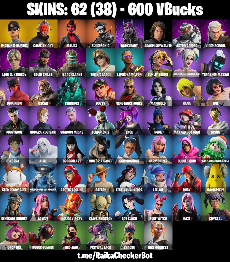 62 SKINS PSN/XBOX/NINTENDO/PC UNCHAINED RAMIREZ GAME KNIGHT LEON S