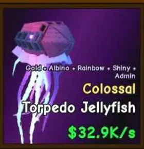 !!COLOSSAL TORPEDO JELLYFISH [GOLD+SHINY+RB+ADMIN] NEW SECRET CHEAP PRICE WITH FREE DIVINE PET!!