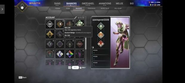 AP865 // PLAT / – / DIAMOND | 23 LEGENDARY SKINS | 1200 APEX COINS | 2.5K CRAFTING MATERIALS | BATTLE PASS ACTIVE