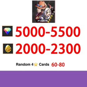 Global|Android/Only|5000-5500RD|2000-2300GF+4★Ace&Yamato+60-80random 4-star characters100% Safe Account|