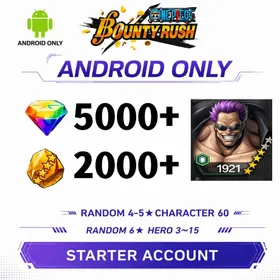 Global[ANDROID/Only][5000-5200 RD][1700-2000 GF] [4★ FILM Z Zephyr]+60+ Random 4-5 Star Characters+Random 6 Star Character 3-15[Fast delivery][Beginner Account]|ONE PIECE Bounty Rush