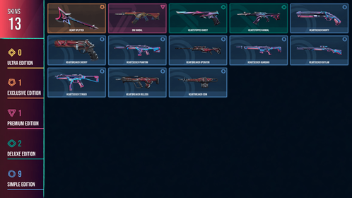 🥑 AP 🥑 1 KNIFE 🥑 13 SKINS 🥑 VALUE: 1775 VP 🥑 Heart Splitter 🥑 Oni Vandal 🥑 Heartstopper Ghost 🥑 Heartstopper Vandal 🥑 Heartseeker Shorty 🥑 Heartbreaker Sheriff 🥑 Heartseeker Phantom 🥑 Heartbreaker Operator 🥑 Heartseeker Guardian 🥑 Heartseeker Outlaw 🥑 Heartseeker Stinger 🥑 Heartbreaker Bulldog 🥑 Heartbreaker Odin 🥑 SILVER 3 🥑 37 LEVEL 🥑 INSTANT DELIVERY 🥑 FULL ACCESS 🥑 FR6Zs 🥑