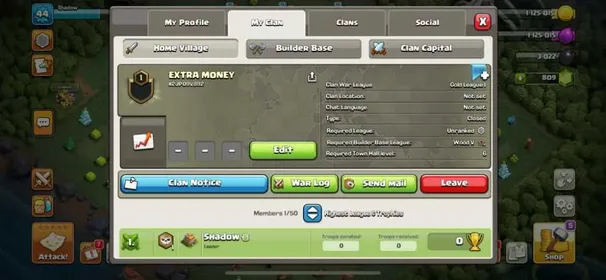 【EXTRA MONEY】 ➤GOLD 1 CWL LEAGUE CLAN ➤ RARE