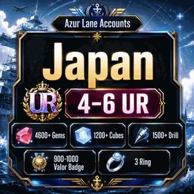 Japan | 4600+ Gems, 4-6 UR, 1200+ Cubes, 1500+ Drill, 900-1000 Valor Badge, 3 Ring, 21-40 random SSR | 1 Hour Delivery