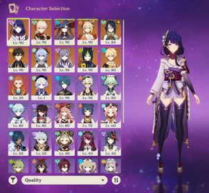 ASIA AR59 | 5 stars*14 | Raiden Shogun+Zhongli+Kaedehara Kazuha+Yoimiya+Xianyun+Ganyu+Qiqi(C1)+Mona(C1)+Keqing(C1)+Tighnari+Primordial Jade Winged-Spear+Wolf's Gravestone+Aquila Favonia+Skyward Blade lots of 4* characters and weapons Male endgame account | 40 characters