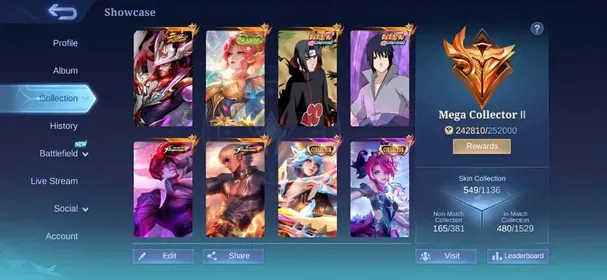 [IOS/ANDROID] CEL LVL 134 | 133 HEROES | 549 SKINS | MEGA 2 | GAMAKICHI | 3 LEGEND - 4 COLLECTOR KIMMY MELISSA - ITACHI - SASUKE - NARUTO - MIYA SEASONS - THAMUZ NEXUS - CLINT SOUL VESSEL - ASPIRANT - IXIA METRO - KOF