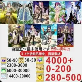 J18[Japan]Optional five-star unused+The plot has passed 3.3+Resources as shown  [See Picture]/Fate Grand Order