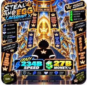 [Instant! Steal an Egg Account] CRAZY 234B Speed | 27B Money/s | 1,7Qa Money | SAE27359
