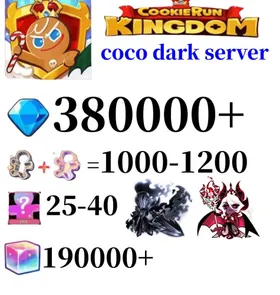 【coco dark server】380000 Crystals | 1000～1200 Cookie Cutters | random 25-40 Epic Cookies+Dark Enchantress Cookie+Silent Salt Cookie+190000 Rainbow Cube+10000K gold coins|Beast's Heritage Selection Chest is not used|Ancient Cookie Selection Chest|Legendary Cookie Selection Chest | Plot progress 1-3] iOS/Android Cookie Run: Kingdom