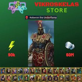 Starter acc with Keberon : 90k energy / 60 mln coins / Krok'mar, Arix, Ninja + 22 Login Legendaries / Maneater, Aniri