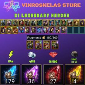 Starter: 179 Ancient, 36 Void, 27 Primal, 4 Sacred Shards | Ninja + 19 Login Legendary | 16k Gems | 54k energy | Mine max