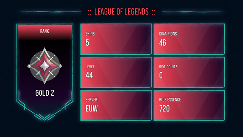 🥑 EUW 🥑 5 SKINS 🥑 GOLD 2 🥑 46 CHAMPIONS 🥑 44 LEVEL 🥑 INSTANT DELIVERY 🥑 FULL ACCESS 🥑 Eqxe5 🥑