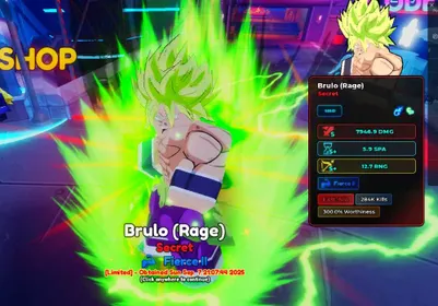 Brulo (Rage) RARE SERIAL BROLY / ANIME CRUSADESR / ROBLOX