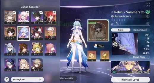 (Asia) Starter TL4 Robin Summeretto E1 Sign + Archer + Sparkle + Danheng PT + GCS 2 + Skin Ruan Mei + Gold Ticket 24 + Stellar Jade 9600+ | Female MC (Stelle)